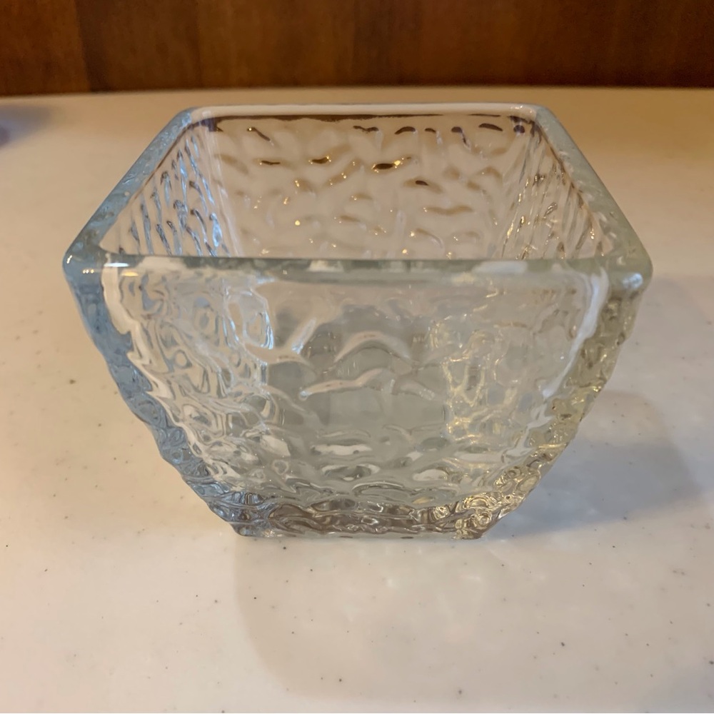 DiSaronno Heavy Textured Glass Square Snack Nut Dip Bowl Bar Ware